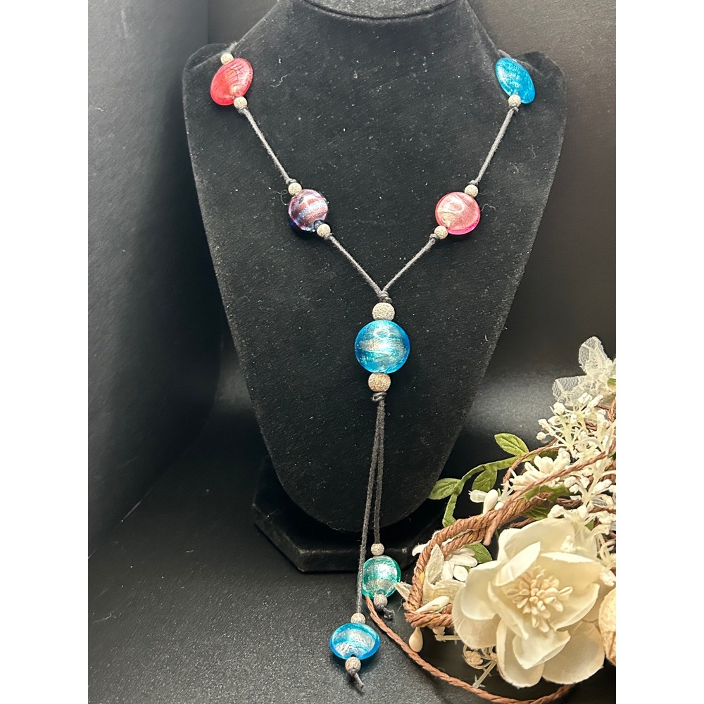 Antica Murrina 925 Murano Glass Necklace Earrings Set Italy Beachy Boho - Picture 2 of 8